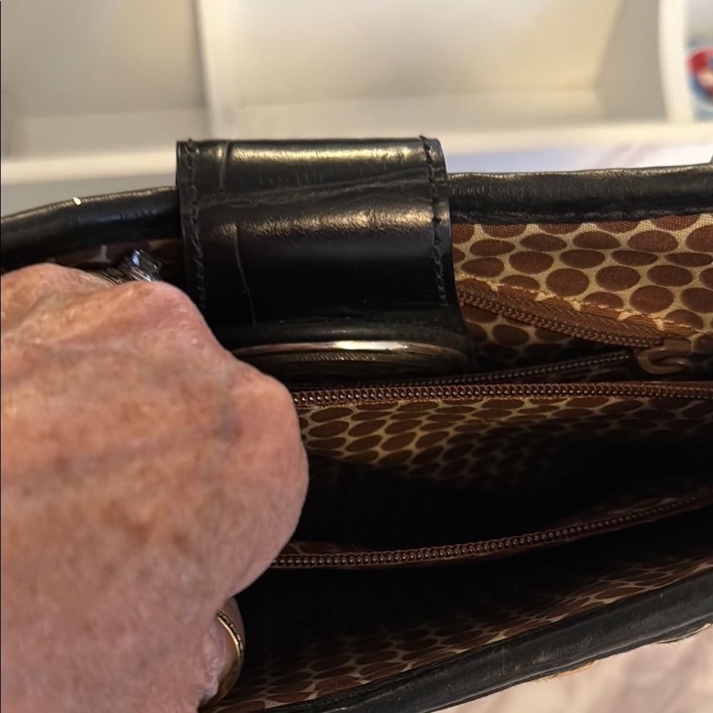 Brighton Black and Tan Shoulder Bag with Chain Straps - Picture 3 of 10